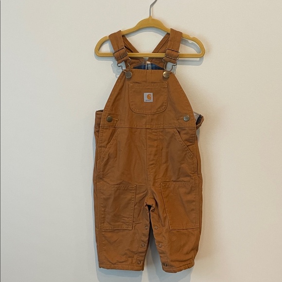 Carhartt Baby Flannel-Lined Canvas Bib Overalls - 9 months - Picture 1 of 6